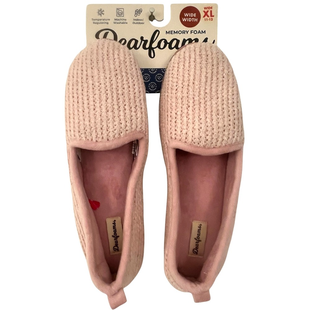 Dearfoams Pale Mauve Soft Fabric Women's XL 11-12 Comfort Slippers Lounge Comfy